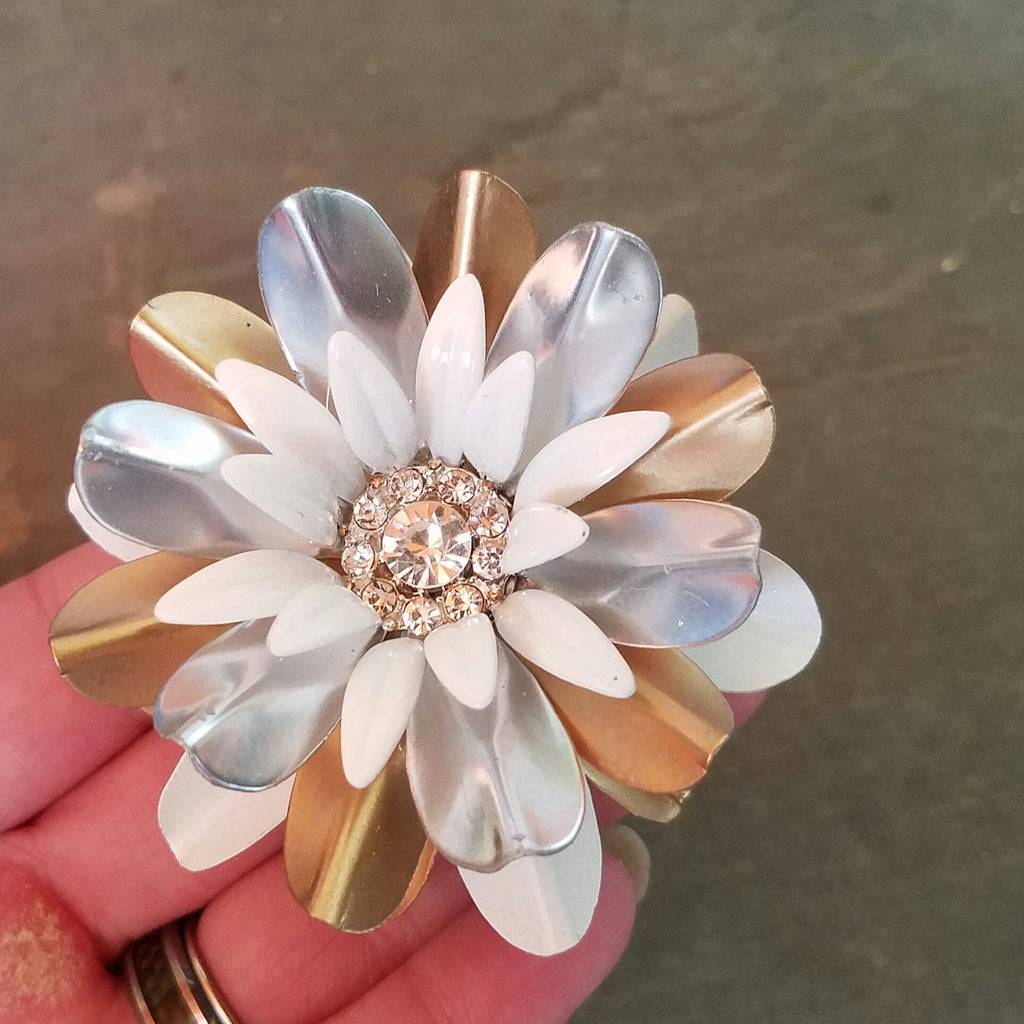 Space Age Gold and Silver Flower Ornament
