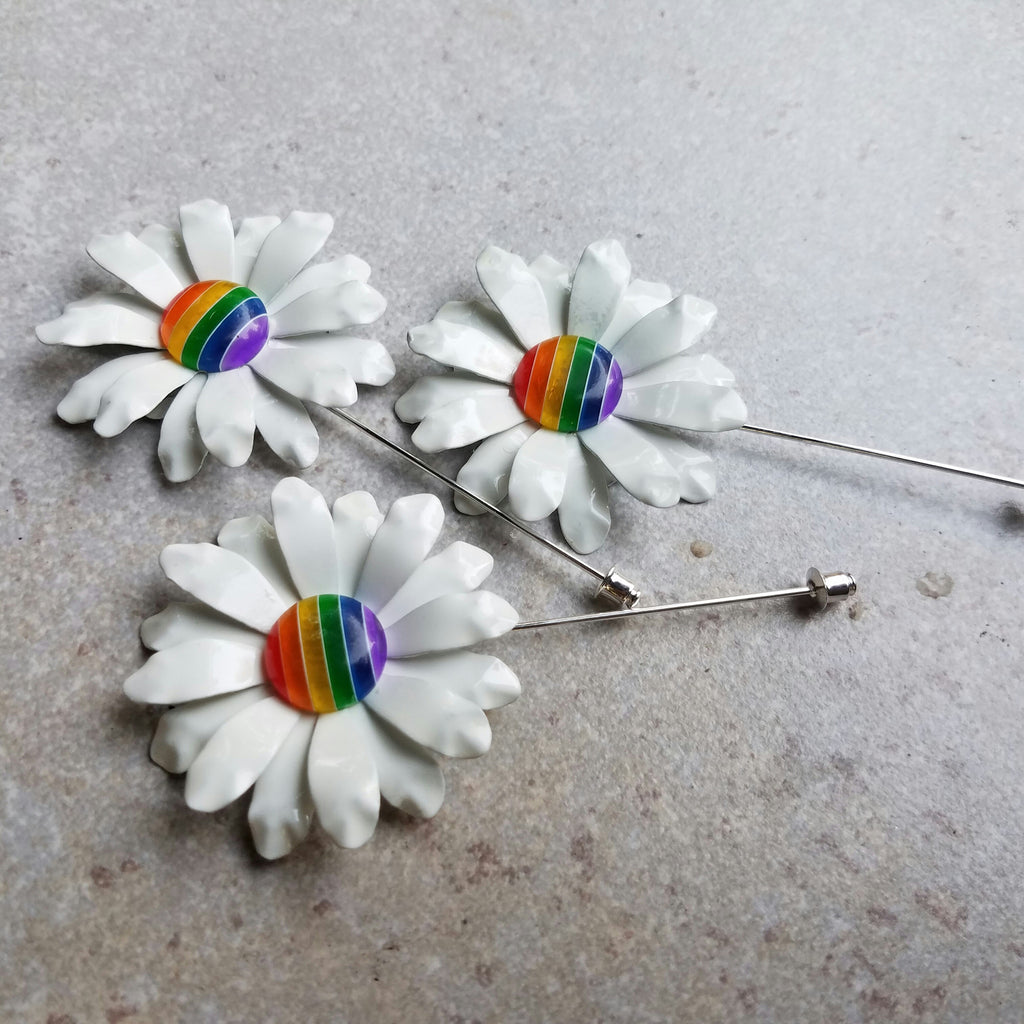 Ruffled Rainbow Daisy Lapel Pin