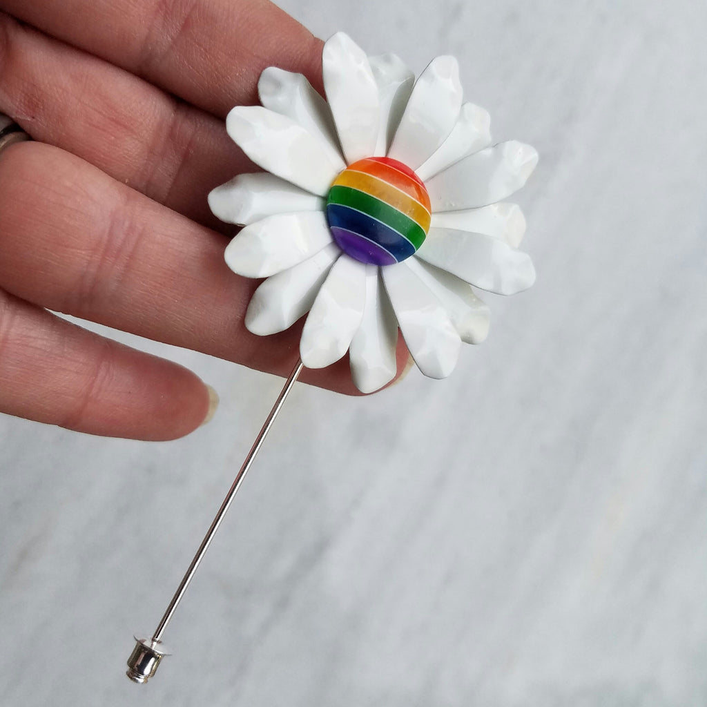 Ruffled Rainbow Daisy Lapel Pin