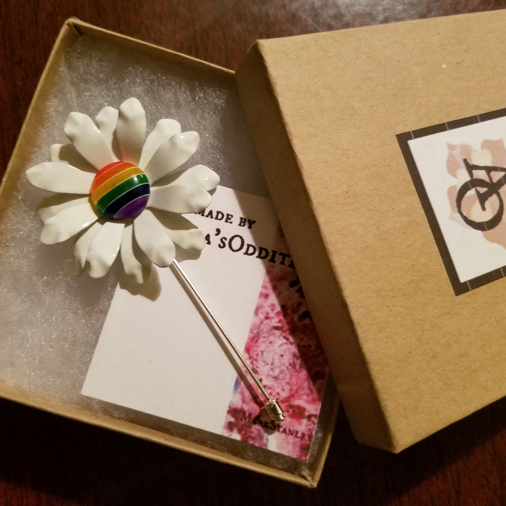 Ruffled Rainbow Daisy Lapel Pin