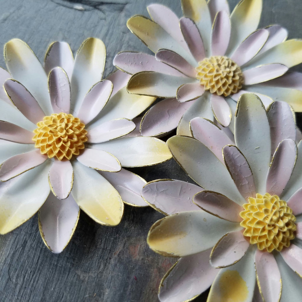 Distressed Large Pink and Yellow Sunburst Brooch