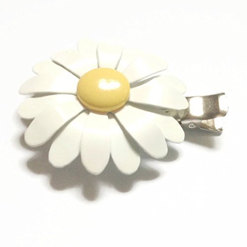 70's Style White and Yellow Hair Clip