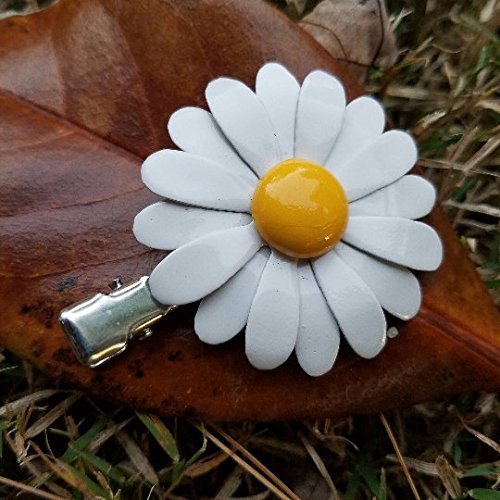 70's Style White and Yellow Hair Clip
