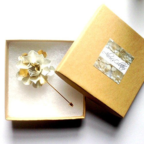 Metal White and Gold Tone Lapel Pin