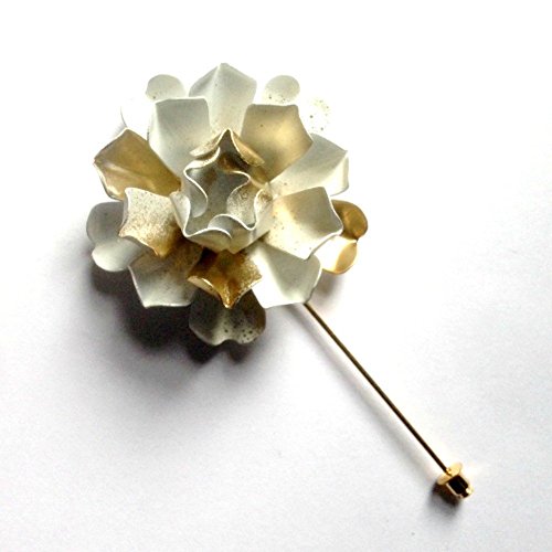 Metal White and Gold Tone Lapel Pin