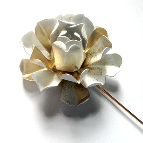 Metal White and Gold Tone Lapel Pin