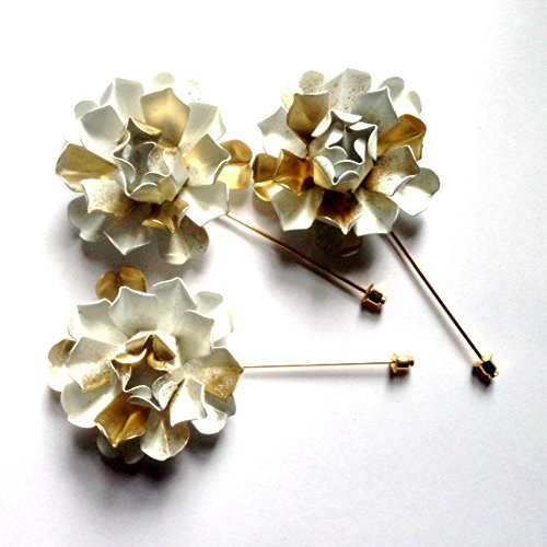 Metal White and Gold Tone Lapel Pin