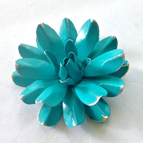 60s Style Bright Aqua Blue Antiqued Water Lily