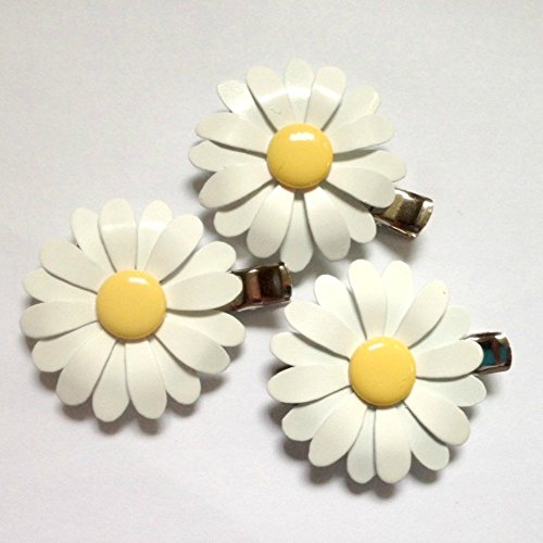 70's Style White and Yellow Hair Clip