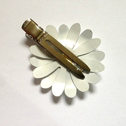 70's Style White and Yellow Hair Clip