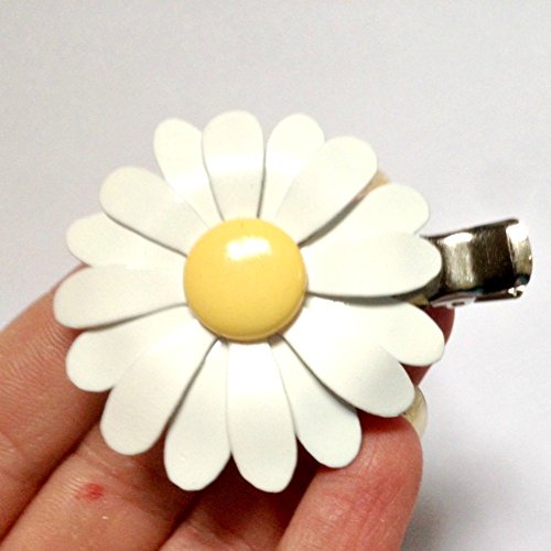 70's Style White and Yellow Hair Clip