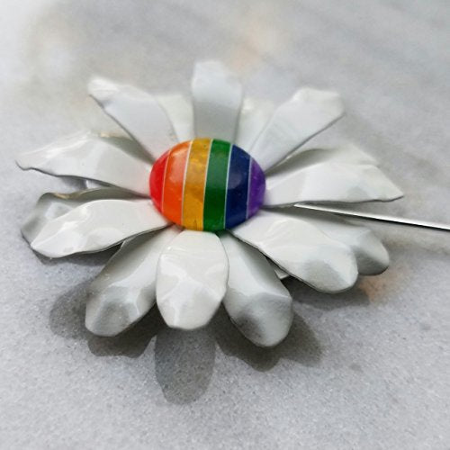 Rainbow Lapel Pin Ruffled Daisy