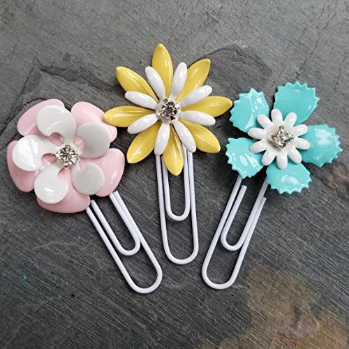 Pastel Metal Flower Planner Clip Set