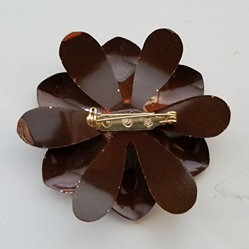 Brown Flower Brooch Pin