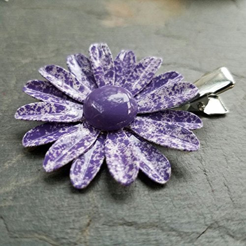 Purple Flower Hair Clip Paint on Brass