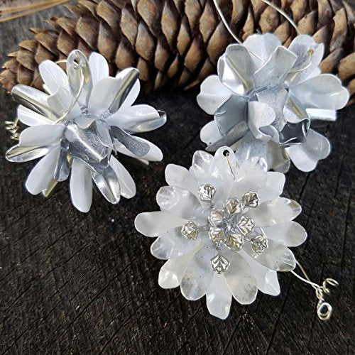 Small Ornament Set White and Silver Tone