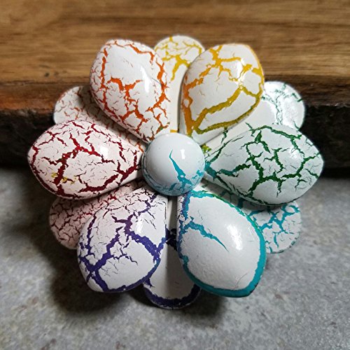 Crackled Rainbow Flower Pin