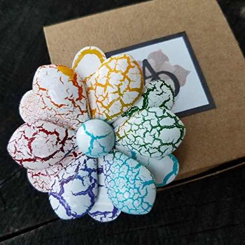 Crackled Rainbow Flower Pin