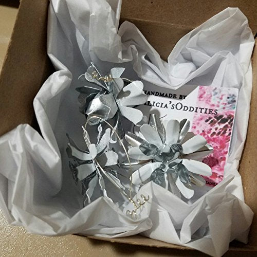 Small Ornament Set White and Silver Tone