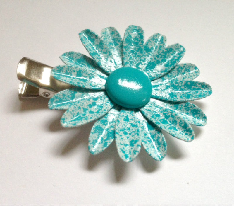 Speckled Turquoise Daisy Hairclip Set