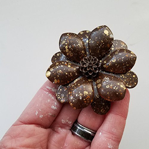 Brown Flower Brooch Pin