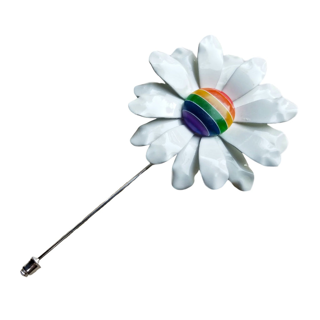 Ruffled Rainbow Daisy Lapel Pin
