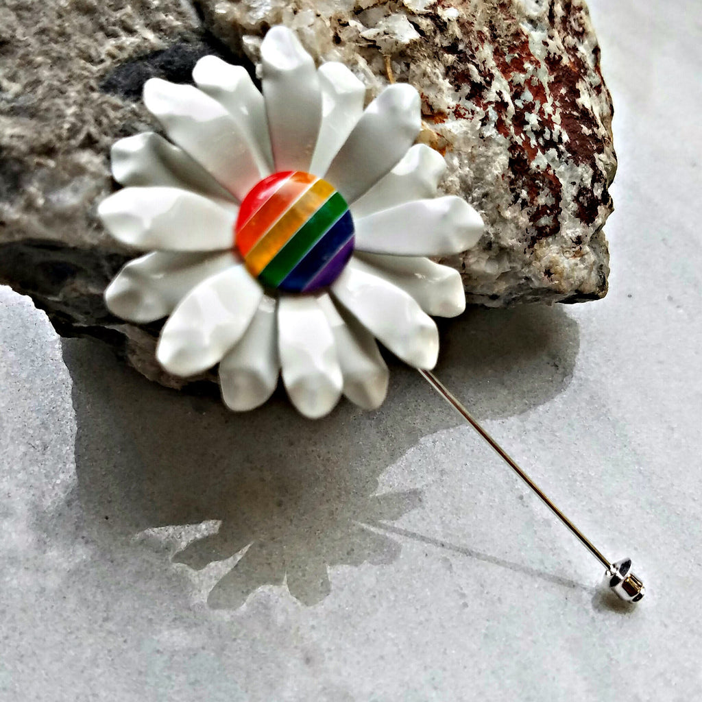 Ruffled Rainbow Daisy Lapel Pin