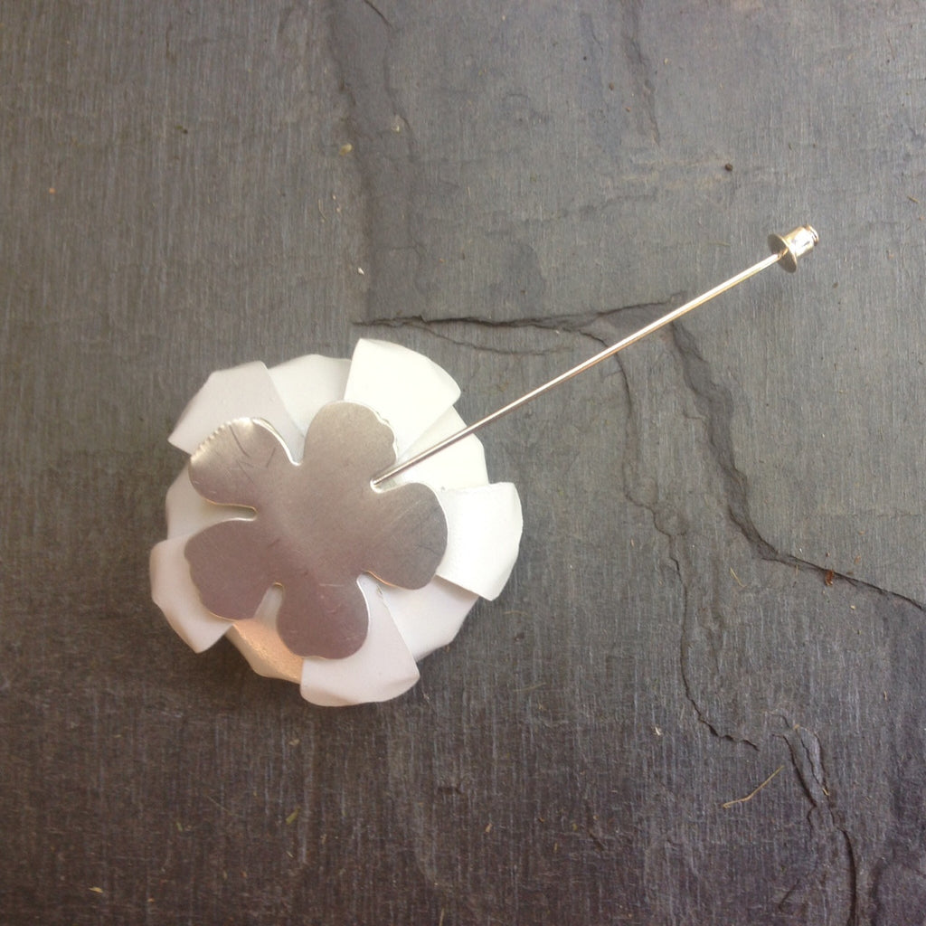 Wild Rose Lapel Pin in White